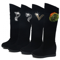 Fashion Round Toe Inner-increased Knee-length Boots