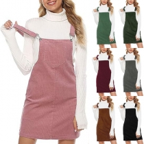 Cute Style Solid Color Overalls Suspender Dress