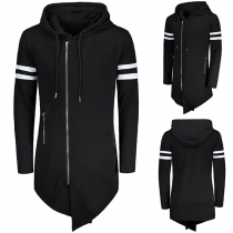 Fashion Long Sleeve Irregular Hem Hooded Sweatshirt Coat 