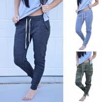 Fashion Drawstring Waist Casual Sports Pants