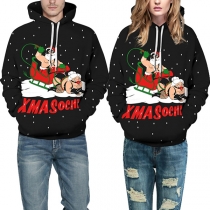 Cute Cartoon Printed Long Sleeve Couple Hoodie 