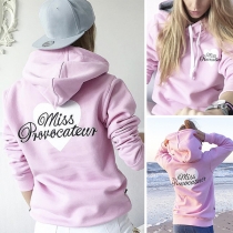 Fashion Letters Printed Long Sleeve Casual Hoodie 