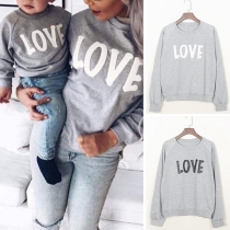 Fashion Letters Printed Long Sleeve Round Neck Parent-child Sweatshirt