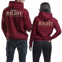 Fashion Letters Printed Long Sleeve Couple Hoodie 