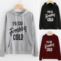 Simple Style Letters Printed Long Sleeve Hoodie 