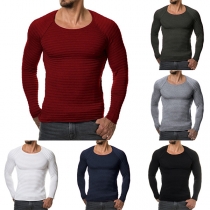 Simple Style Long Sleeve Round Neck Solid Color Men's Knit Top