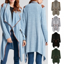 Sexy Lapel Long Sleeve Two Side Pockets Knitted Cardigan 