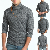 Fashion Stand Collar Solid Color Long Sleeve Knitted Men's Coat