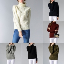 Fashion Solid Color Long Sleeve Turtleneck Pullover Sweater