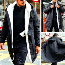 Fashion Long Sleeve Plush Lining Hooded Men's Padded Coat 