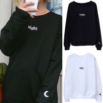 Fashion Long Sleeve Round Neck Letters Printed Casual Sweatshirt
