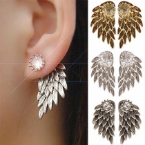 Retro Style Rhinestone Inlaid Wings Shaped Stud Earrings