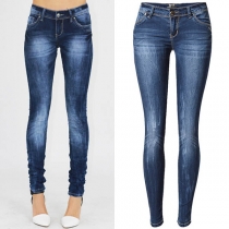 Fashion High Waist Bleached Skinny Jeans 