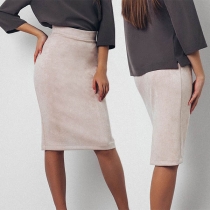 Sexy Solid Color Slit Hemline Over-hip Dress