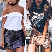 Fashion High Waist Slim Fit Sequin Skirt