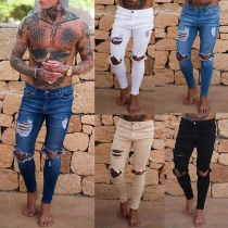 Fashion Low-waist Slim Fit Ripped Men's Jeans