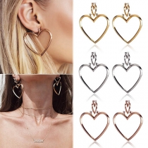 Simple Style Hollow Out Heart Shaped Detachable Earrings