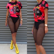 Chic Style Short Sleeve Round Neck Printed T-shirt 