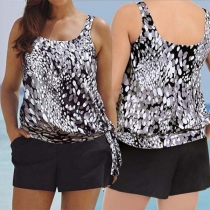 Sexy Loose Sling Sleeveless Paillette Pattern Shirt 