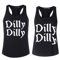 Fashion Letters Printed Slim Fit Couple Tank Top 