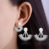 Fashion Rhinestone Inlaid Fan-shaped Stud Earrings