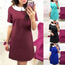 Sweet Style Short Sleeve Doll Collar A-line Dress
