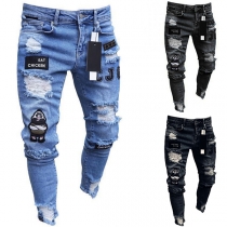 Fashion Middle Waist Zipper Hem Men's Jeans