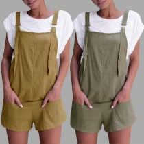 Fashion Solid Color High Waist Sling Romper Overalls