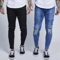 Fashion Middle-waist Slim Fit Ripped Men's Jeans 
