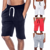 Fashion Solid Color Elastic Sports Short Man's Pants