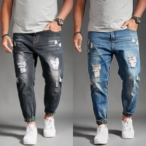 Fashion Ripped Pockets Man's Loose Jeans 
