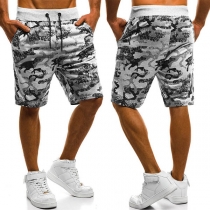 Fashion Camouflage Printed Elastic Waist Men's Beach Shorts