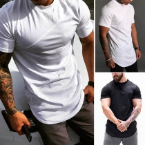 Simple Style Short Sleeve Round Neck Solid Color Men's T-shirt 