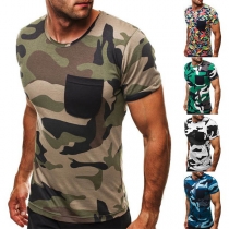 Fashion Camouflage Printed Short Sleeve Round Neck Men's T-shirt