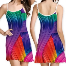 Sexy Backless Colorful Printed Sling Dress
