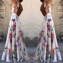 Sexy Backless High Waist Printed Party Dress