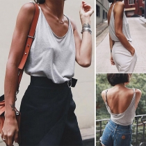 Sexy Backless Solid Color Sling Top 