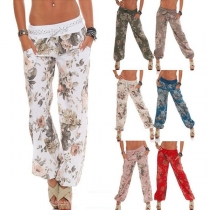 Fashion Low-waist Printed Wide-leg Pants 