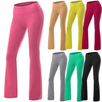 Fashion High Waist Solid Color Slim Fit Sports Pants
