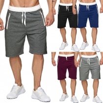 Fashion Solid Color Slim Fit Elastic Man's Pants