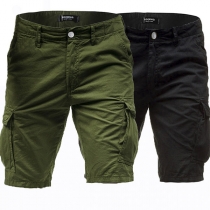 Fashion Solid Color Middle-waist Men's Knee-length Shorts 