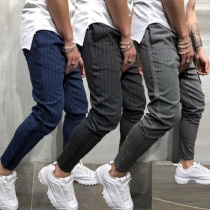 Fashion Middle Waist Men's Striped Pants 