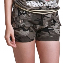 Fashion Contrast Color Slim Fit Pockets Camouflage Shorts