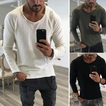 Simple Style Long Sleeve Round Neck Solid Color Men's T-shirt 