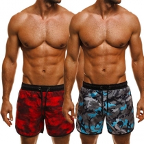 Fashion Drawstring Waist Camouflage Printed Men's Sports Shorts