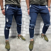 Fashion Middle Waist Ripped Men's Jeans 