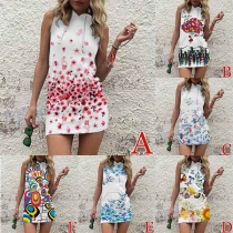 Fashion Sleeveless Hooded Slim Fit Printed Dress