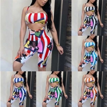 Sexy Contrast Color Hollow Out Sling Slim Fit Over-hip Romper