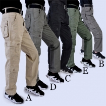 Fashion Front Zipper Multi Pockets Slim Fit Man's Pants