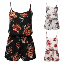 Sexy Backless Printed Sling Romper 